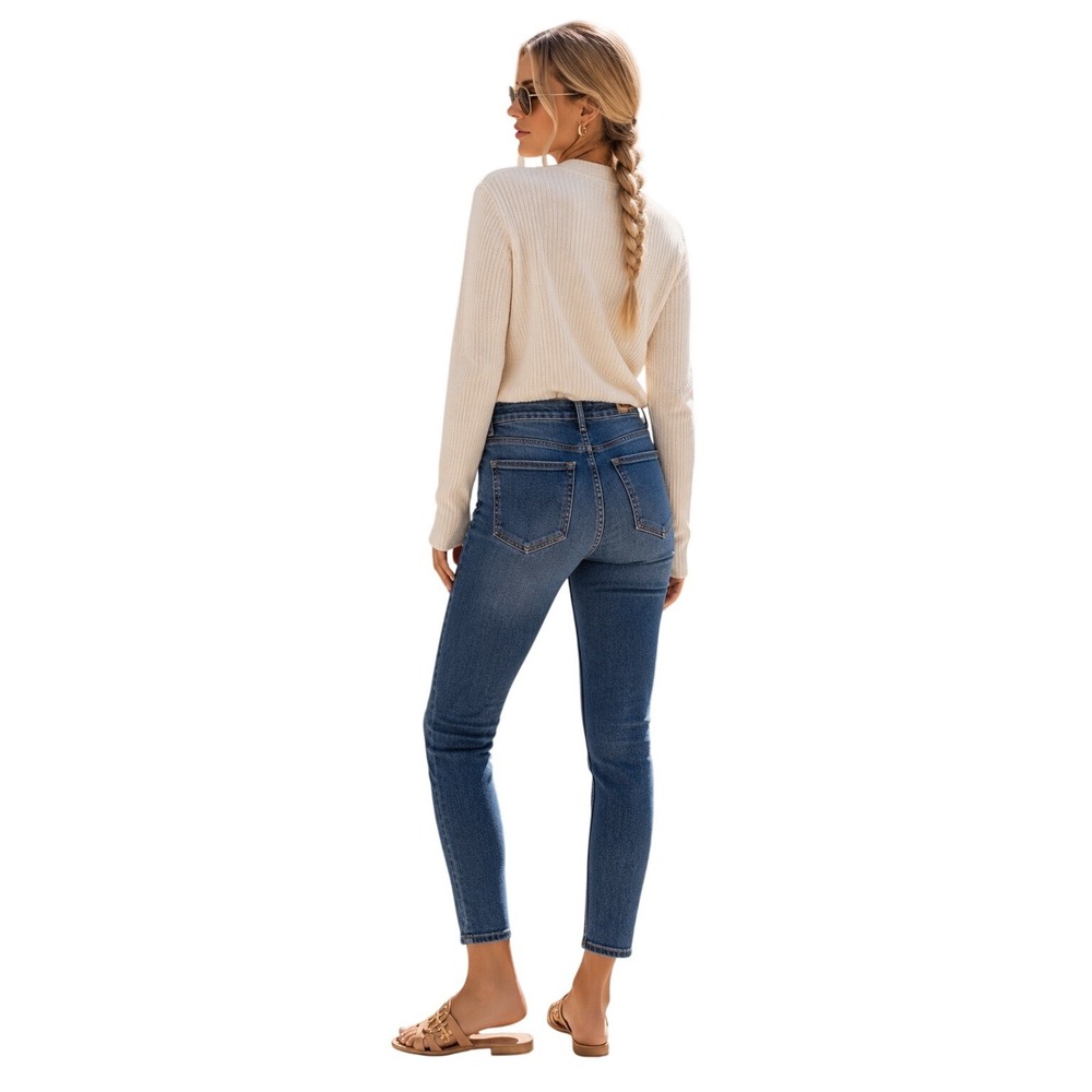Mother High Waisted Looker Crop Skinny Jeans Pardon My French Blue Size 29 - Picture 4 of 15